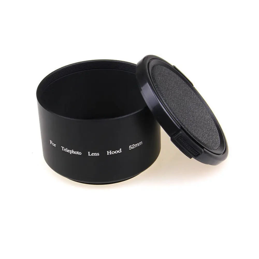 

52mm 52 mm Tele Metal Lens Hood+Lens cap For Nikon D5600 D5500 D5300 D5200 D3300 D3400 D750 D600 D500 D5 With AF-S 18-55mm Lens