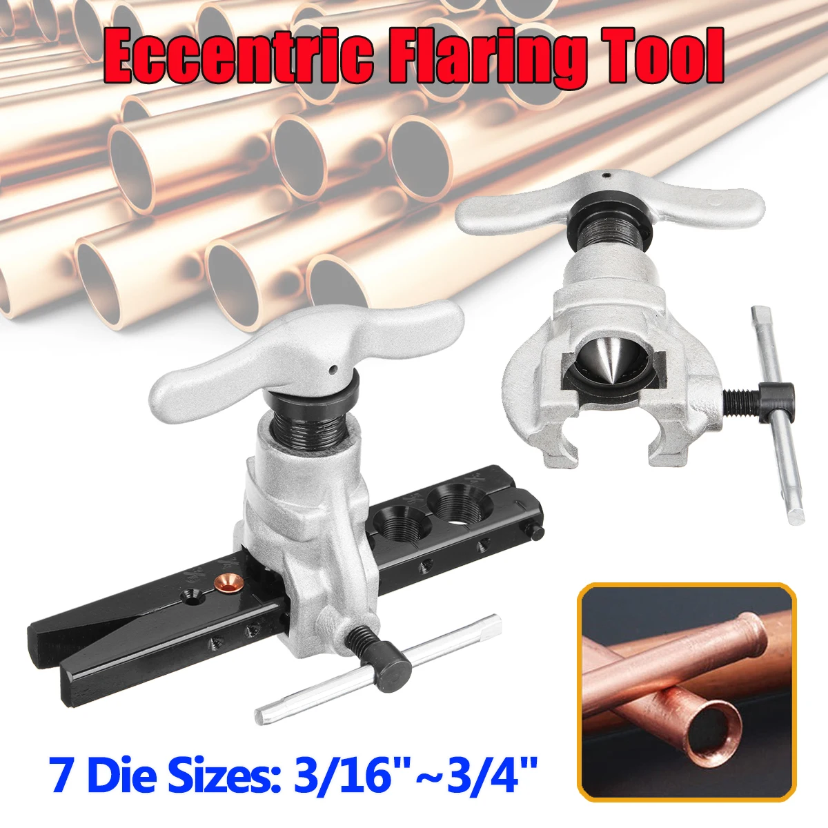 

3/16-3/4 45 Degree Eccentric Flaring Copper Tube Pipe Refrigeration Tools Set