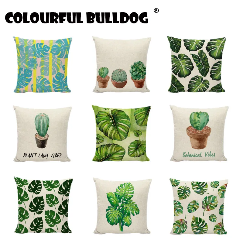 

Urban Botanic Cushion Cover Bonsai Pot Plants Monstera Pillow Cases Decorative Couch Bed Chair Linen Fiddlehead Cushions Covers