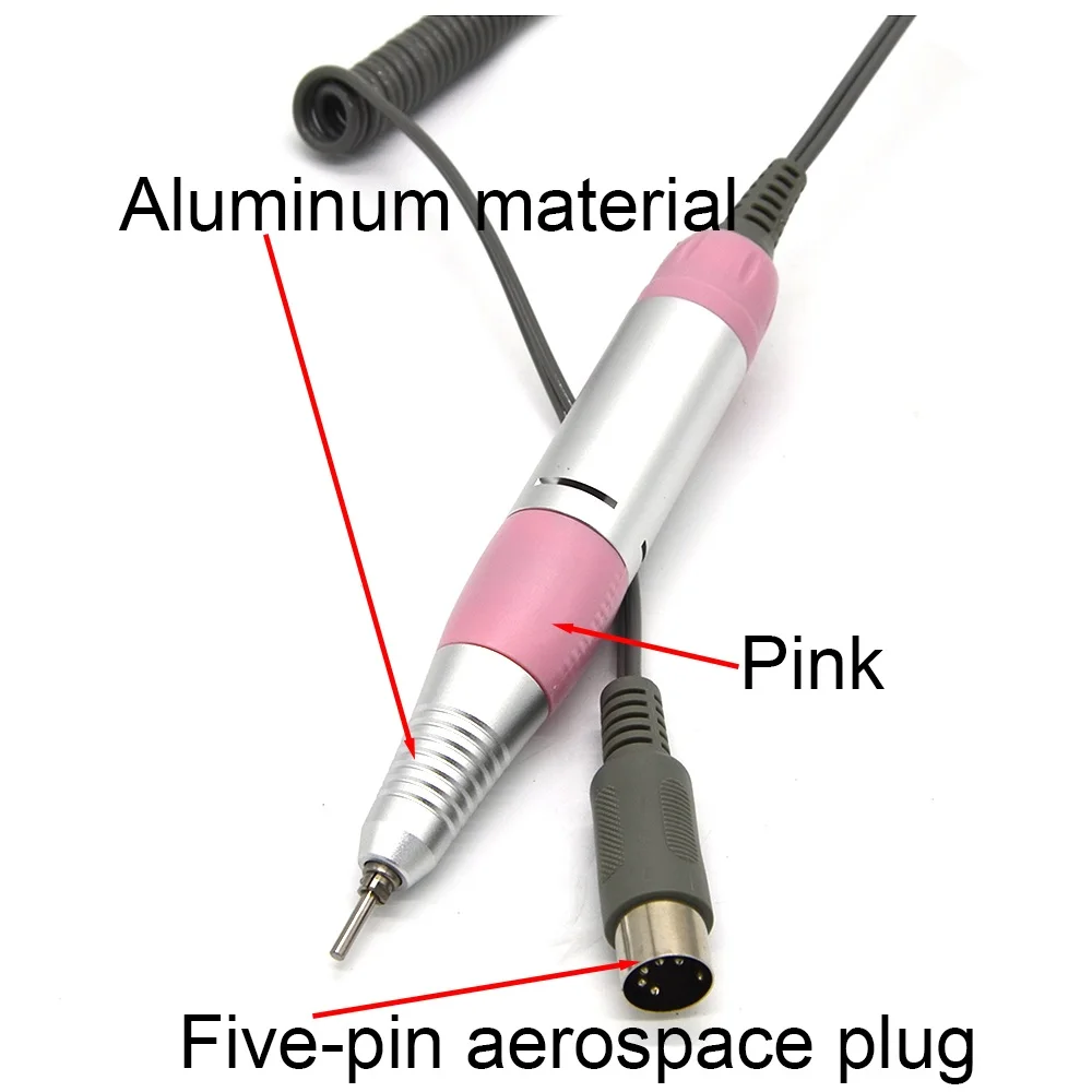 Новая профессиональная электрическая машинка для сверления ногтей, ручка для маникюра, педикюра, насадки для полировки, шлифовки ногтей, сверла для ногтей, набор гелевых фрез для ногтей - Цвет: pink-5-pin-A