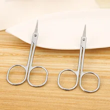 Ножницы для волос из нержавеющей стали с небольшим наклонным кончиком для бровей, носа, маникюра, обрезки лица, пинцет для макияжа, инструменты для красоты