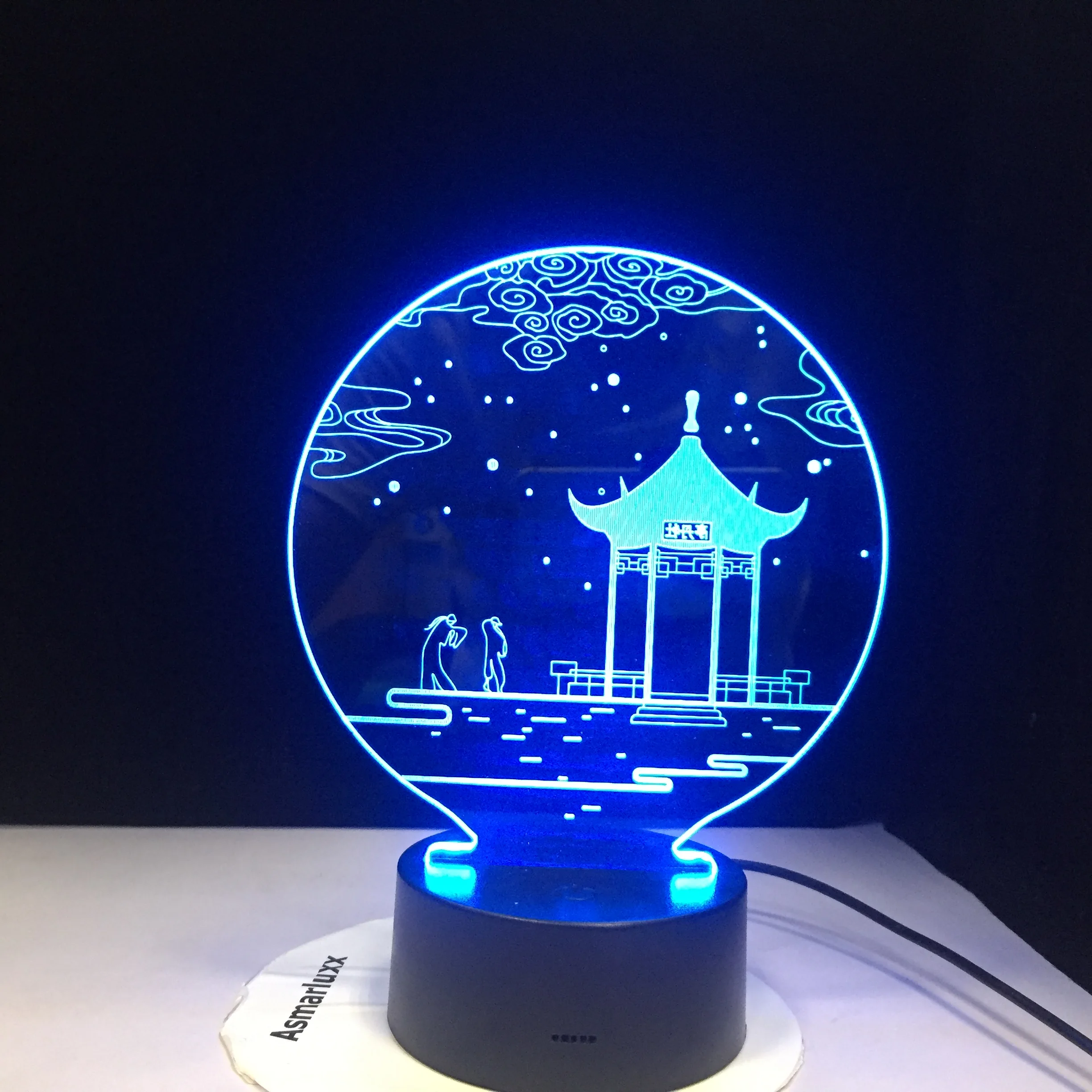 Ancient Pavilion 3d Lamp Table Lamp 7 Colors Changing Desk Lamp 3d Lamp Novelty Led Night Lights Pavilion Cabinet Council Led Night Lights Aliexpress