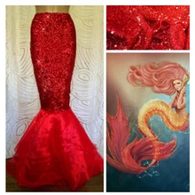 Кружевное платье принцессы для девочек на Хэллоуин; костюм для нарядной вечеринки; Длинная юбка с блестками и хвостом для взрослых