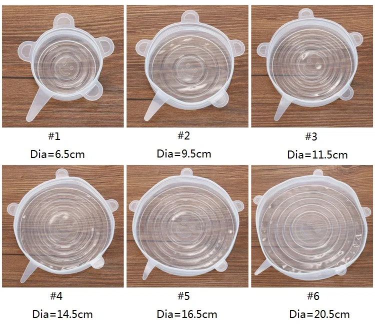 6 шт./компл. кухня многоразовый силикон чаша Уплотнение Крышка растягивающиеся крышки держать свежей чаша для холодильника микроволновая печь