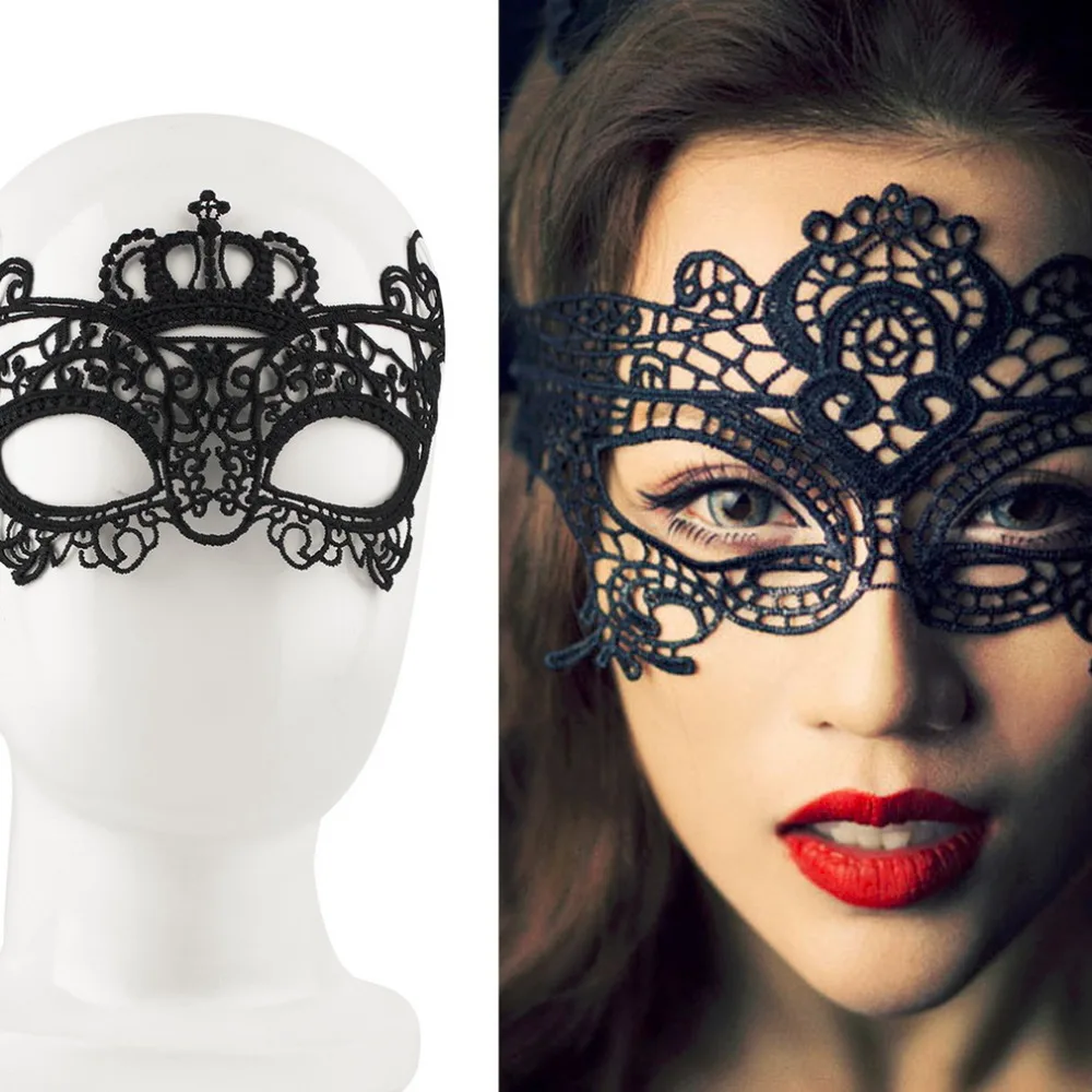 Черный Sexy Lady кружева маска для глаз маска для Бал-маскарад костюм для Хеллоуина большой реквизит Марди Гра празднование