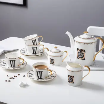 

Northern Europe Coffee Cup Suit Clock Ceramics Tea Set Originality Afternoon Tea Red Teacup
