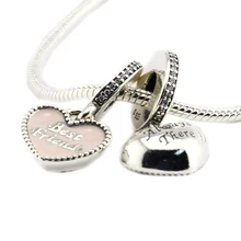 Подходит для браслетов Pandora Лучшие украшения с надписью «Friends» с нежно-розовые эмалевые серебряные бусины 925 пробы