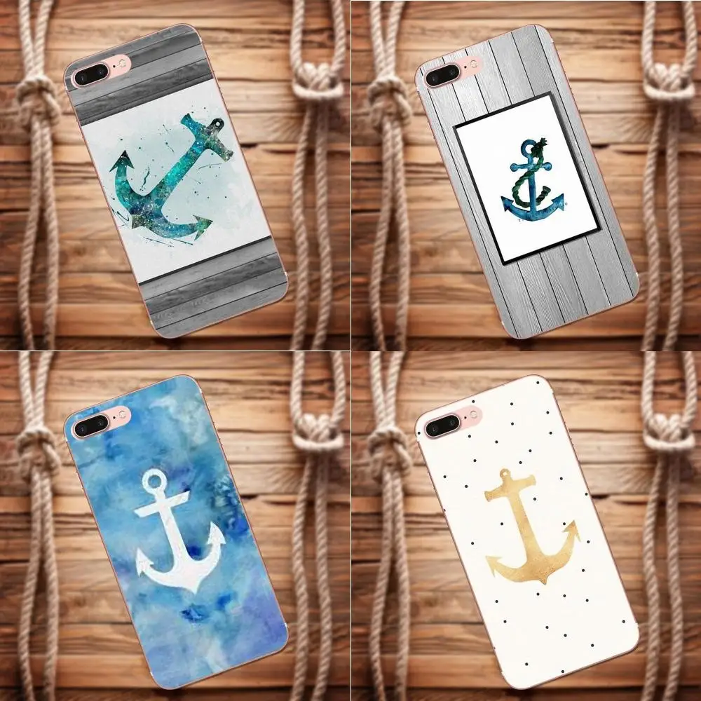 Vvcqod морских акварель Книги по искусству якорь для Apple iPhone X 4 4S 5 5C 5S SE 6 S 7 8 плюс Moto G G2