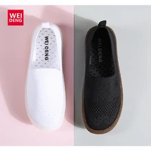 WeiDeng/Эспадрильи из натуральной кожи; Женская оригинальная обувь на плоской подошве; мягкая обувь на плоской подошве без застежки; удобные лоферы; большие размеры