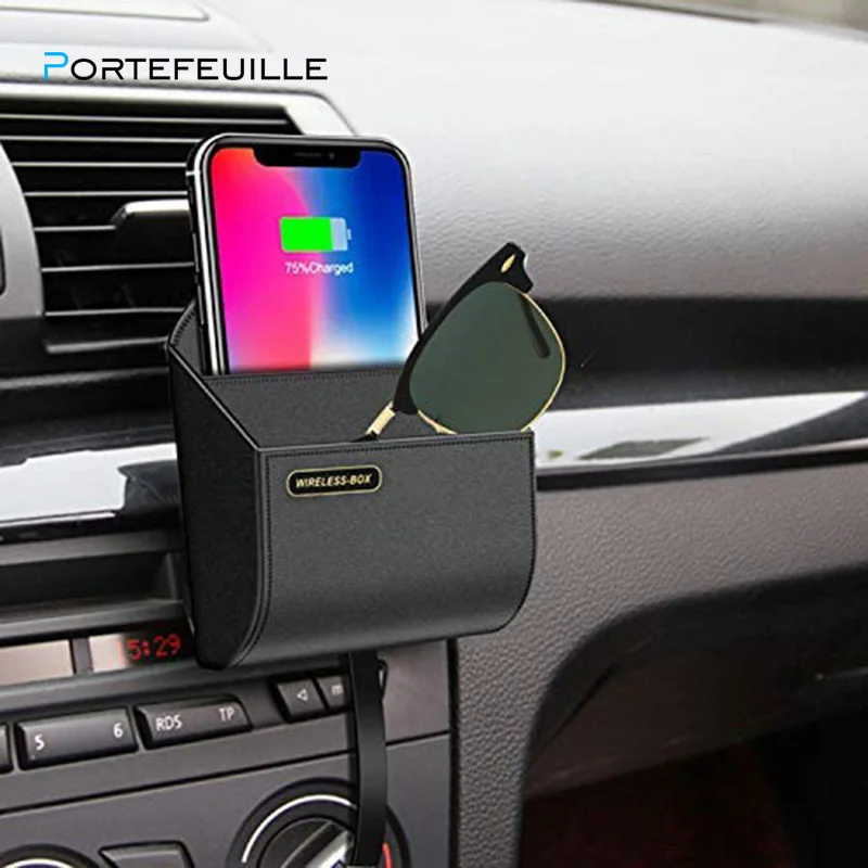 

PORTEFEUILLE 10W Qi Car Holder Fast Wireless Charger For Samsung S8 S9 S7 S6 Edge S10 Note 8 9 7 5 Storage Box Induction Charger