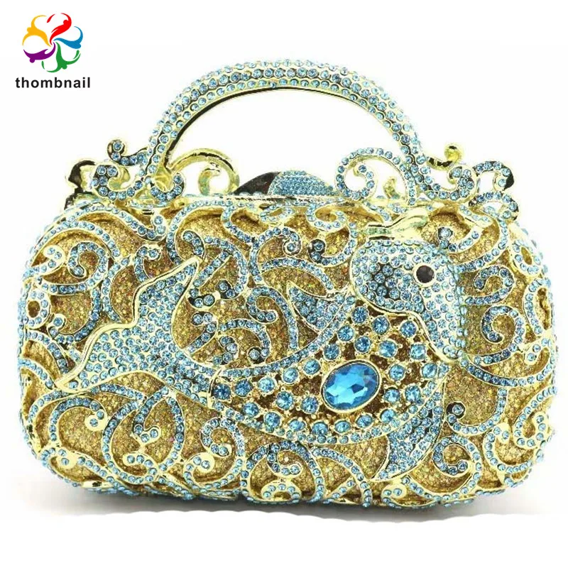 

Women Diamond Strawberry Evening Clutch Bag Gala Dinner Metal Minaudiere Handbags and Purses Bridal Crystal Bags