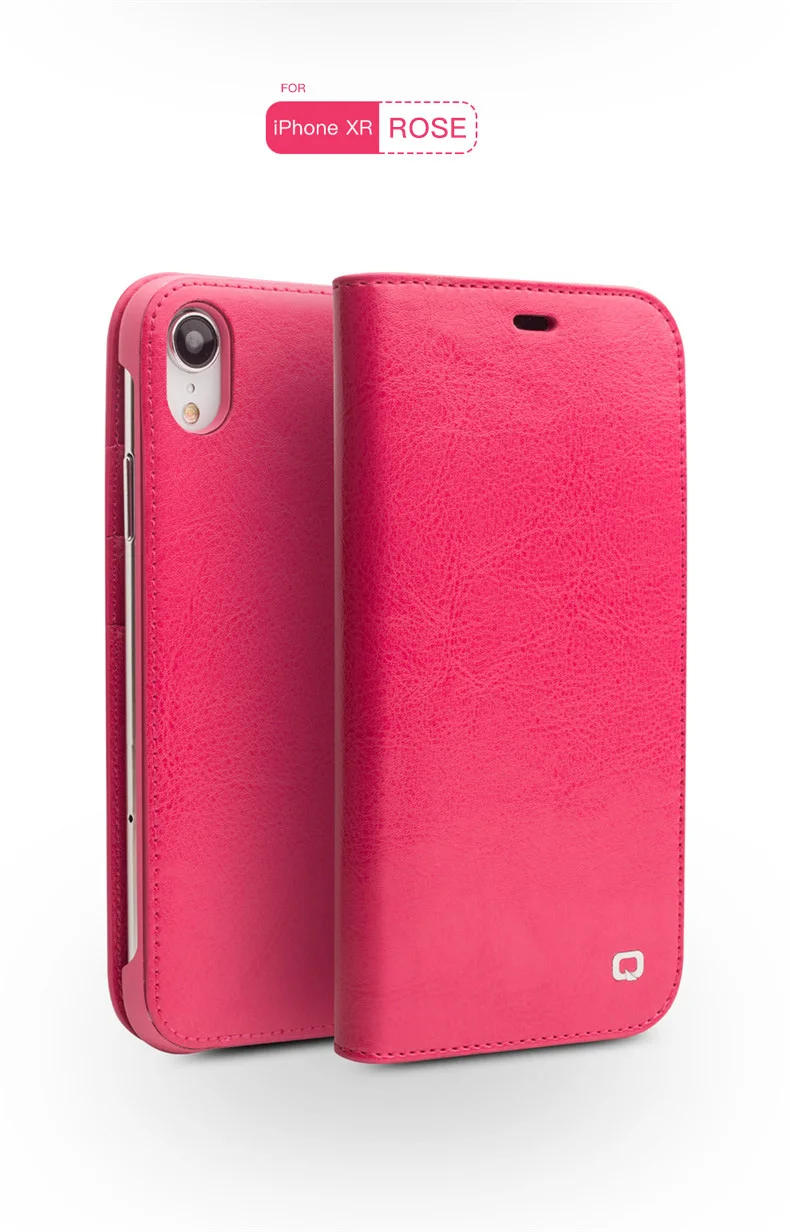 Case de Telefone para Iphone Slot para Cartão Capa para Iphonexs Qialino Luxo Ultra Fino Artesanal xs - xr Couro Genuíno Carteira Bolsa Flip Max 17 Cheap Estojos dobráveis