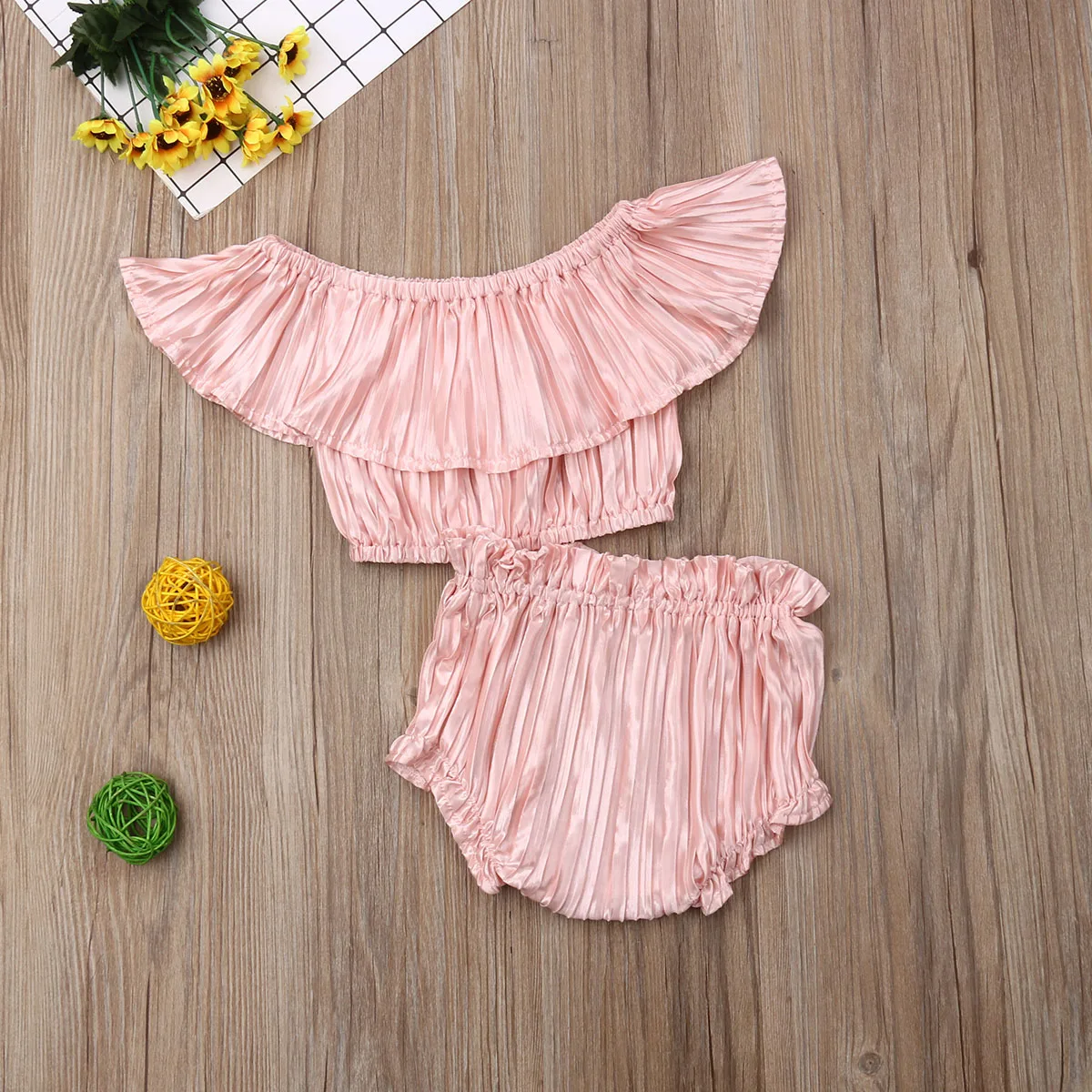 Г. Летняя одежда для малышей однотонная розовая одежда с оборками для маленьких девочек укороченные топы, рубашка шорты-пачки комплекты одежды из 2 предметов