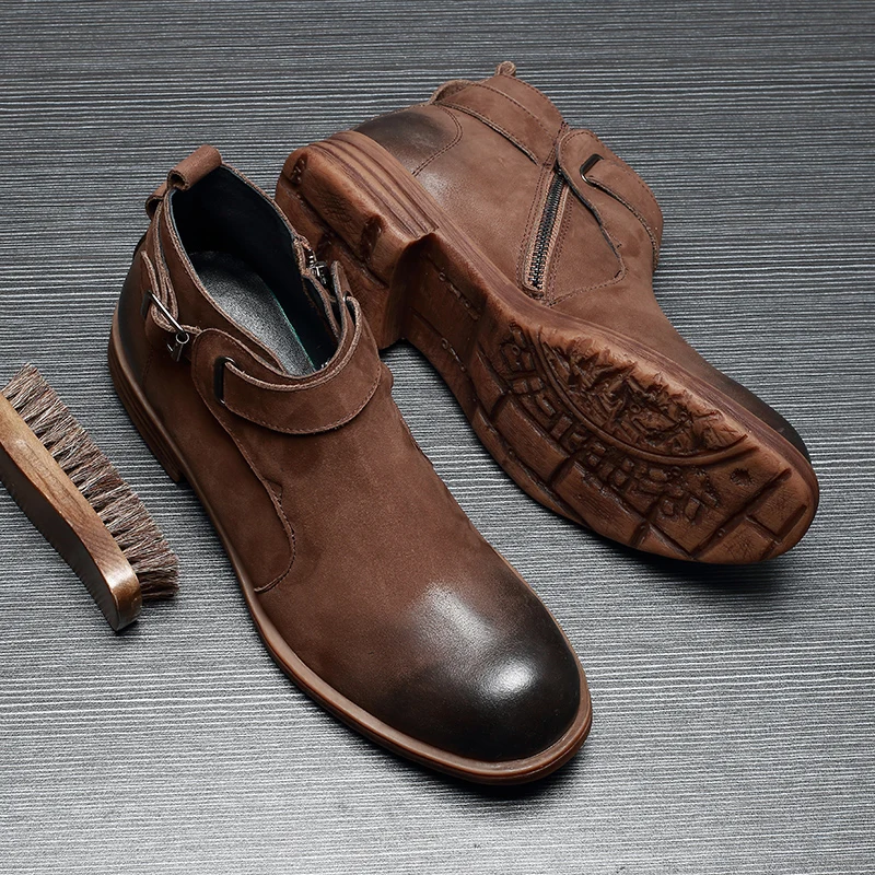 Chelsea Del Todo Hombre Altos brown Negro Botas Genuino fósforo Para Hombres Vaquero De Vaca Vestido Zapatos Cuero Invierno Los Otoño xqCwv80PC