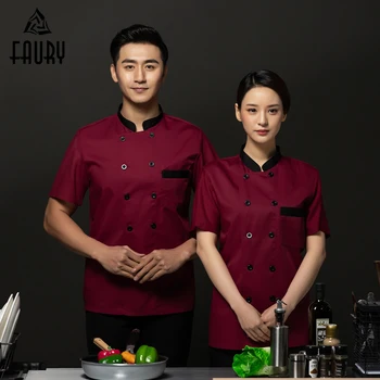 

2019 Chef Restaurant Uniform Breathable Mesh Short Sleeve Cook Jacket Pub Bar Waiter Waitress Cafe Bakery Summer Work Clothes