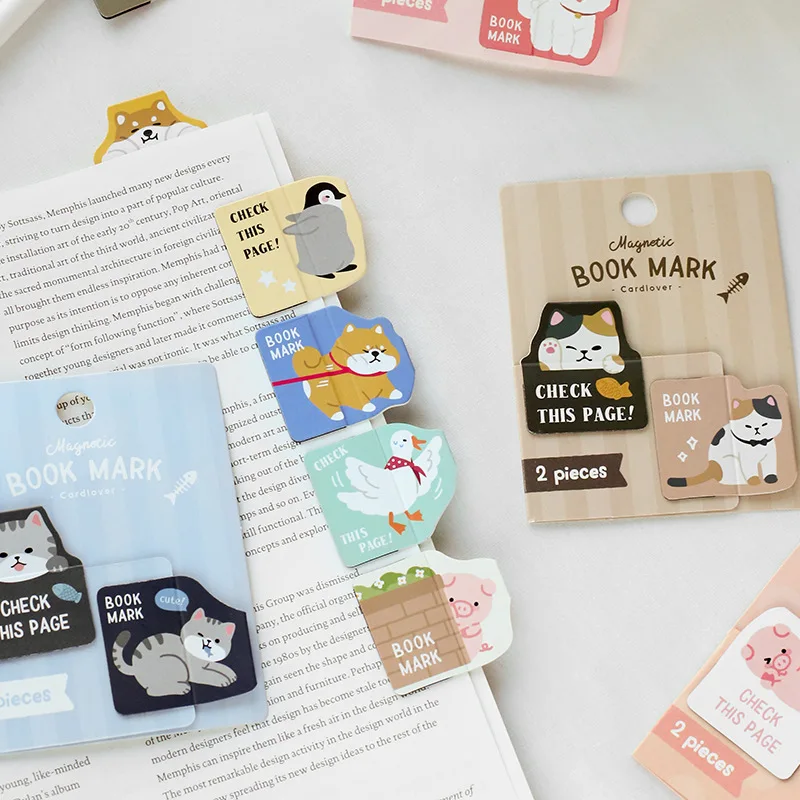 

Coloffice 2PCs/Set Magnet Bookmark Probe Small Animal Japanese Styles Cute Cartoon Shape Decorative Bookmark Student Stationery
