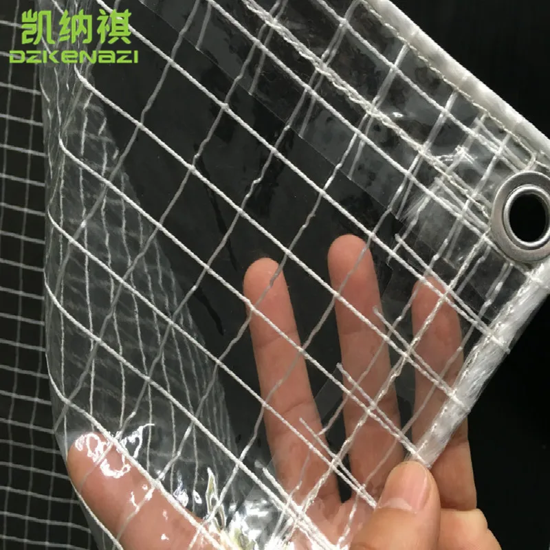 

Customized PVC Awning semitransparent waterproof grid cloth Canopy 0.8 M /1.7 M width