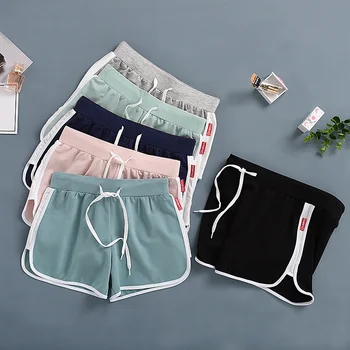 

Elastic Wide Leg Women Sports Solid Shorts Drawstring Beach Femme Short Sweatpants 2020 Summer Fashion Female Nightwear Bottoms