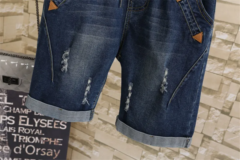 Летние джинсы MIDI, женские Капри большого размера, короткие рваные джинсы для женщин, пляжные джинсовые штаны-шаровары на шнуровке, широкие джинсы, Femme C3200