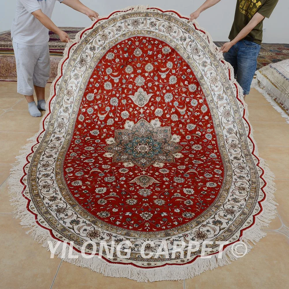 Yilong 6'x9' oval red carpet handmade new vantage oval persian rugs for