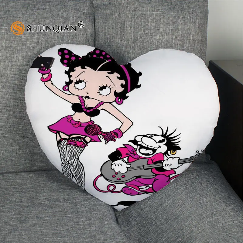 Betty Boop горячая Распродажа наволочка в форме сердца на заказ Наволочка на молнии для свадьбы для дома или офиса, декоративные, размер 41x36 см, 47x42 см - Цвет: 11