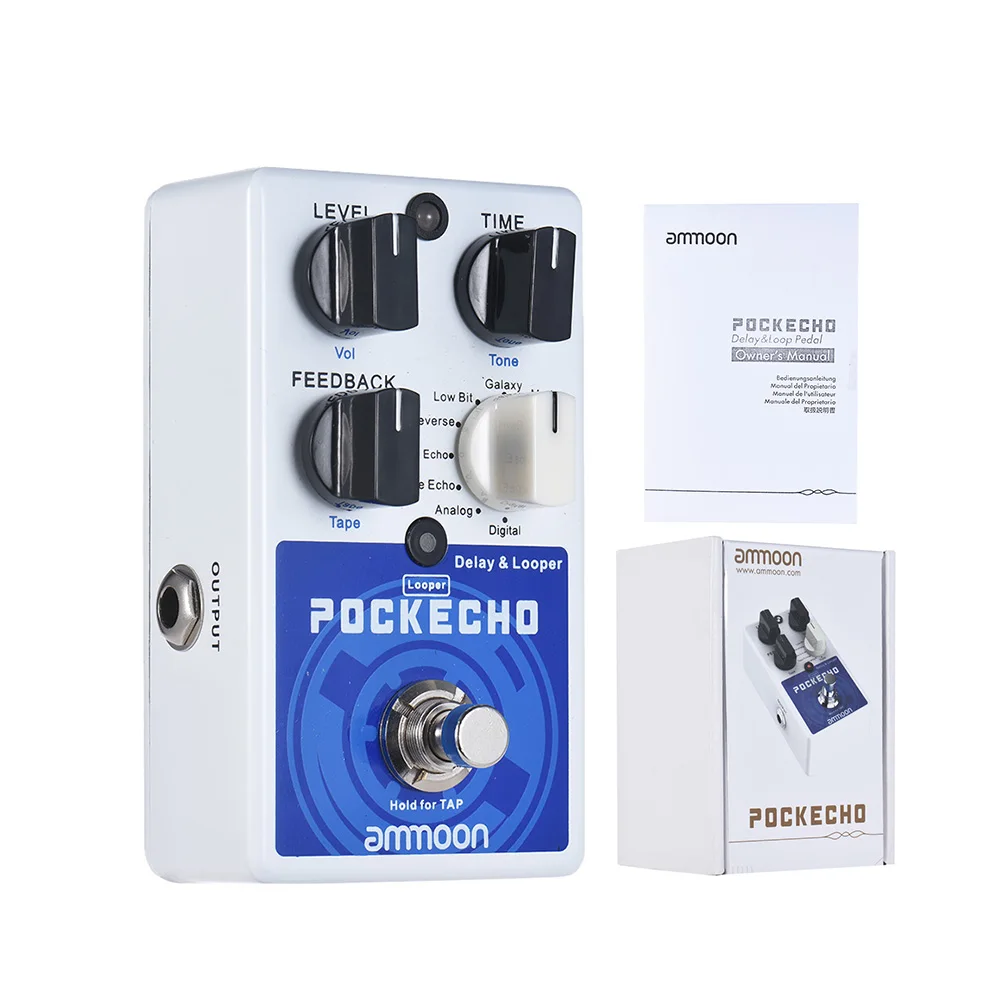 Педаль для гитары ammoon POCKECHO с задержкой и 8 задержками Max.300s функция циклического