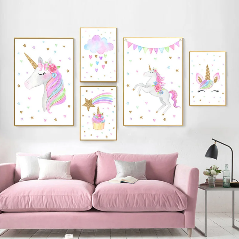 Rainbow-Unicorn-Wall-Art-Prints-Baby-Nursery-Poster-Cute-Canvas-Painting-Nordic-Decoration-Picture-Children-Kids