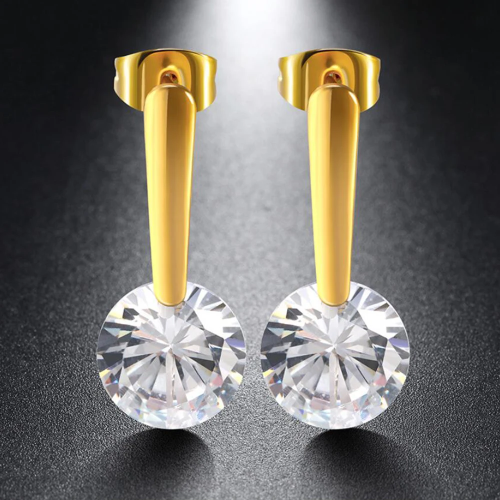 

New Style Stainless Steel Woman Five Colors Zircon Earrings Stud Earrings For Women