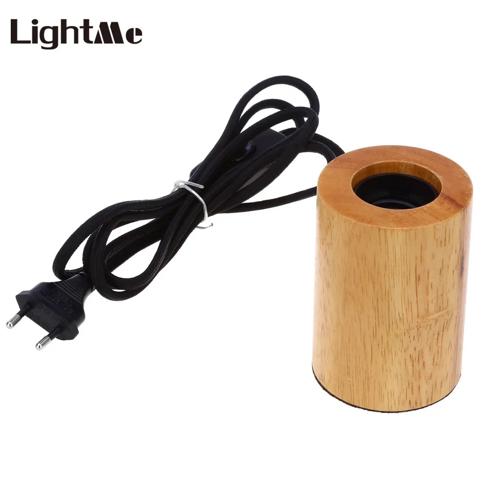 

Lightme Modern Simple Design E27 Table Light Socket Minimalist Black Peach Wood Lamp Holder Bases with Round Square Shape