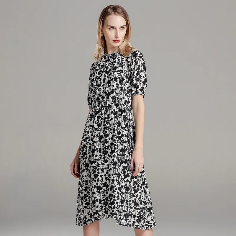 Zijde plus size party dress vintage boho bohemian casual jurken sexy 2019 vrouwen zomer lange wit met gedrukt zwarte bloem Zijde plus size party dress vintage boho bohemian casual jurken sexy 2019 vrouwen zomer lange wit met gedrukt zwarte bloem