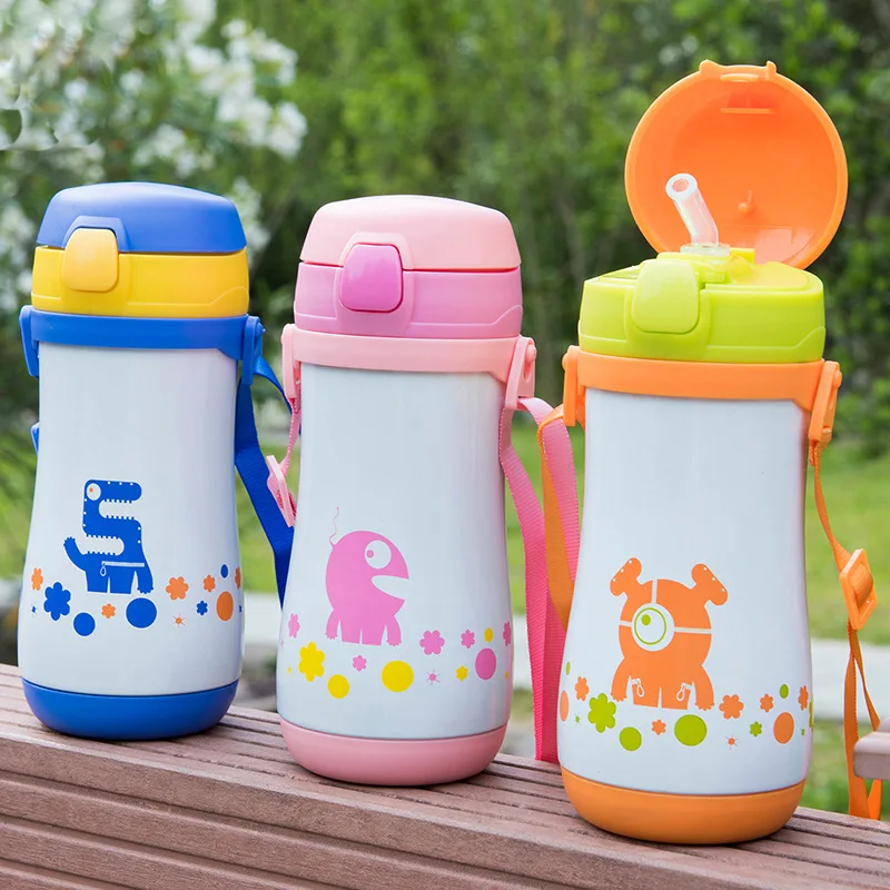 Stainless Steel Children Thermos Cup Baby Straw Cartoon Thermos Kids