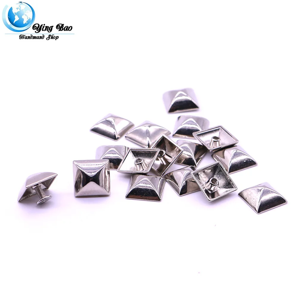 20sets/pack 15mm (Length), 6mm (Height)  Silver Colors Square rivet metal studs for shoes B-22