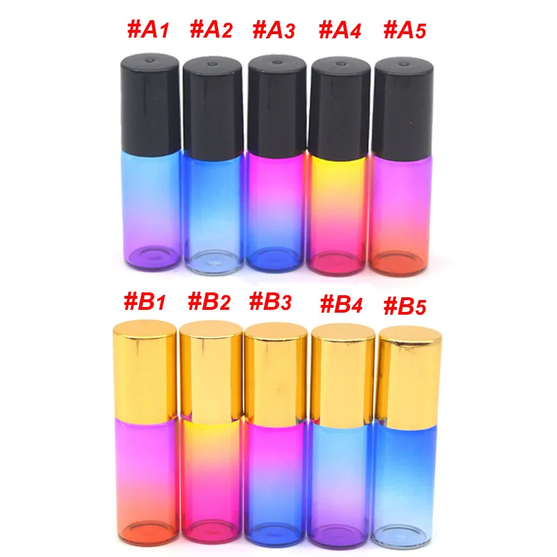 5ml Mix (Random 1pc) 1 шт 5 мл стеклянный бутылка с роликом градиент Красочные пустые духи образец из нержавеющей стали шар стекло бутылка эфирного масла - Цвет: 5ml Mix (Random 1pc)