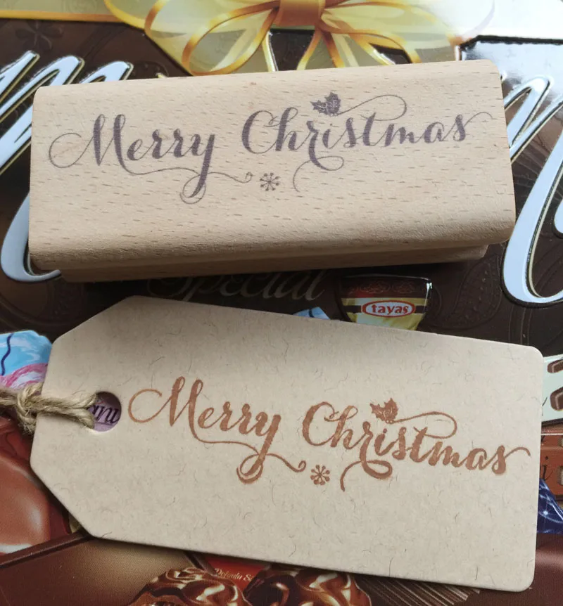 handmade merry christmas 8*3cm wooden rubber stamps for scrapbooking carimbo timbri christmas