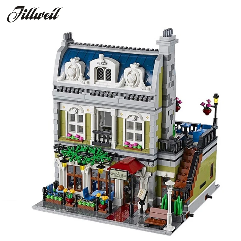 

2418pcs 15010 Compatible legoing 10243 city creator Parisian Restaurant Self-Locking Building Block Brick Diy Toys For Children