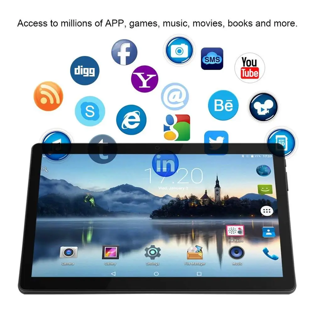 10.1 Inch Tablet Pc Android Tablet 1280*800 IPS 4GB+64GB Dual SIM 3G Tablet Quad Core Android 8.0 Bluetooth WiFi Tablets 10.1