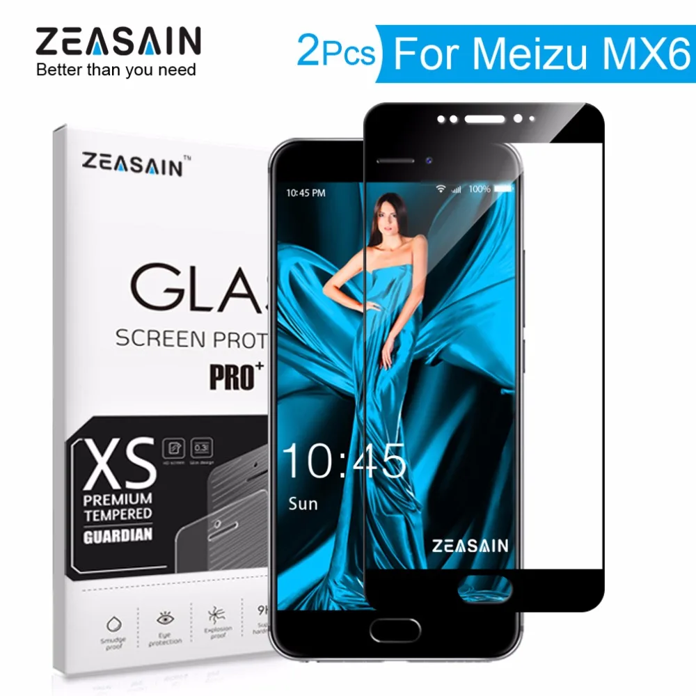 2 Pack Original ZEASAIN Screen Protector For Meizu MX6 MX 6 Full Cover Tempered Glass Real 2.5D 9H Protective Film | Мобильные