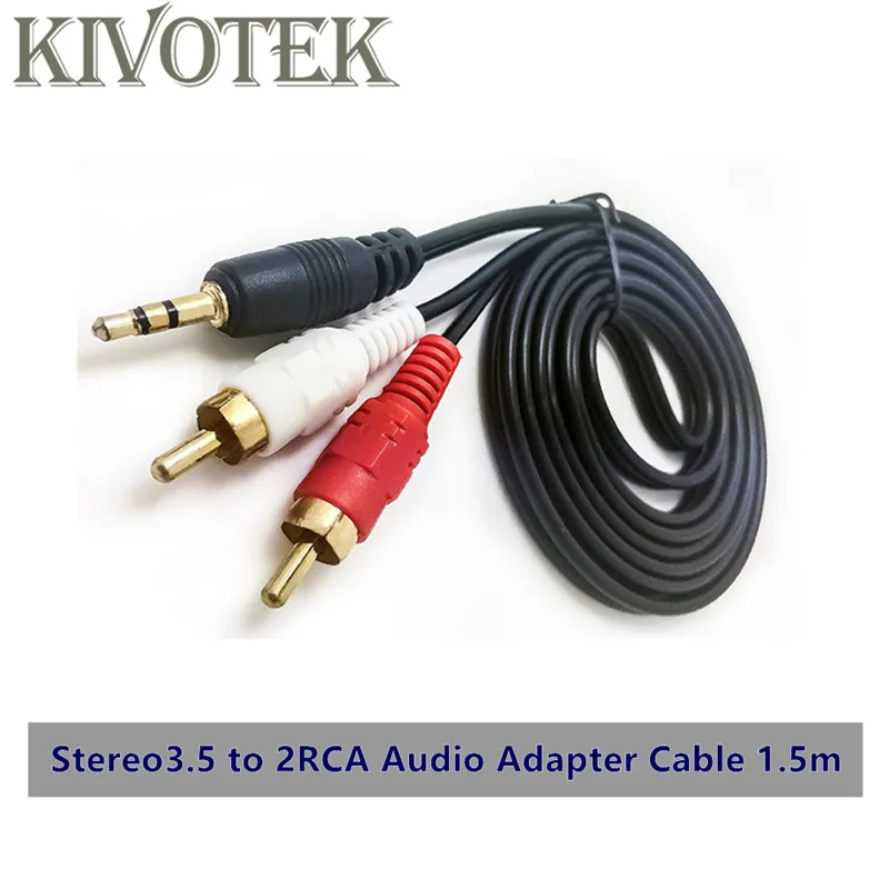t Audio Cable Stereo 3.5 to 2RCA Audio Adapter Cable 1.5m Male Connector For DVD,TV,PC Speaker Radio Male Connector Free Shipping (3)