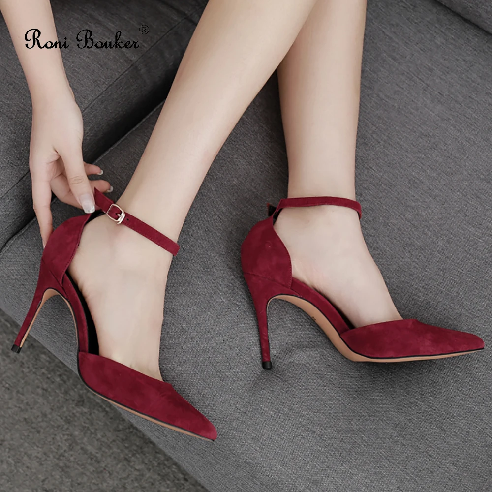 

Roni Bouker Girls Newest Sandals Office Ladies Shoes Dress Party High Heels Women Pointed Toe Ankle Strap Stilettos FreeShipping