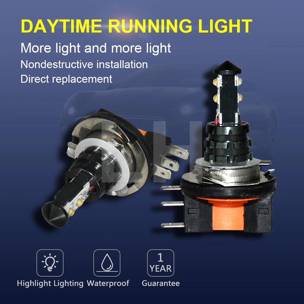 

2pcs Led High power car bulb 20W H15 CANBUS White Chips lamp light source parking