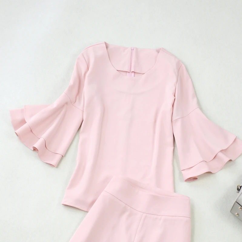 Manteau 1 Lotus Costume Manches Jambe Taille Été Haute Nouveau Printemps Large Section Grande Et Rose Mince qUnBvnxwZ