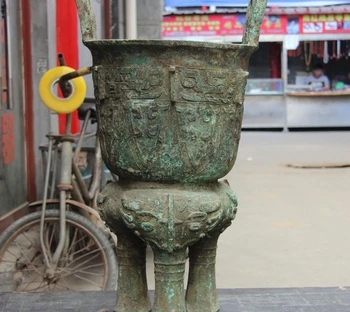 

China Dynasty Royal Bronze Copper Wild animal Incense Burner Censer Ding Tripod