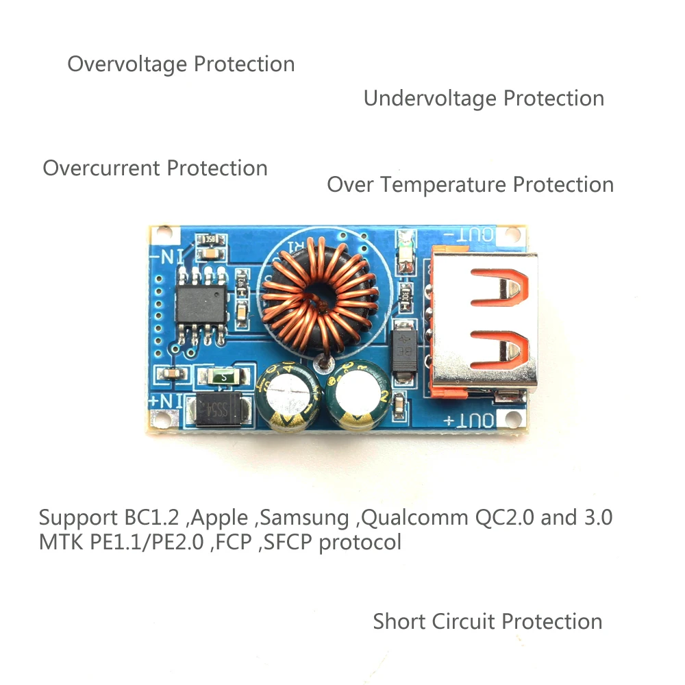 1 шт. USB DC понижающий модуль 12 В 24 В к QC2.0 QC3.0 Быстрая зарядка мобильного телефона зарядная плата для Apple huawei FCP быстрое зарядное устройство