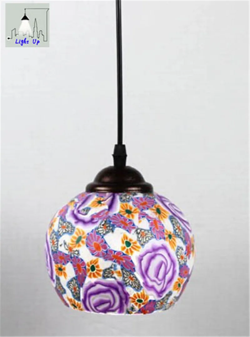 Individuality Colorful Chinese Style Ceramic Pendent Lamp E27 Single