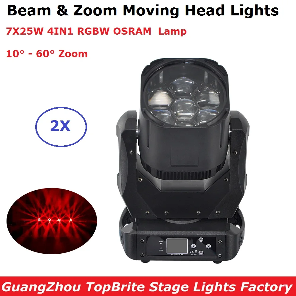 

Newest Moving Head Lights 7X25W RGBW Quad Color Professional Stage Effect Lights 10-60 Degree Zoom Dj DMX Disco Beam Wash Effect