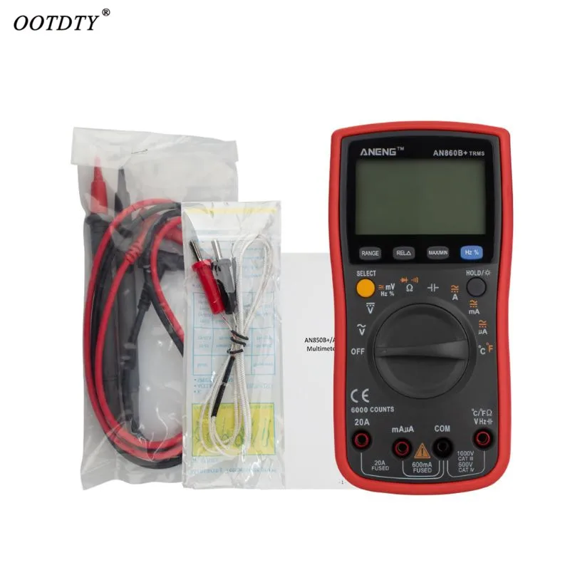Цифровой мультиметр TRMS 6000 отсчетов подсветка AC/DC Ток Напряжение Сопротивление Частота Температура тест er AN860B+ с тестом