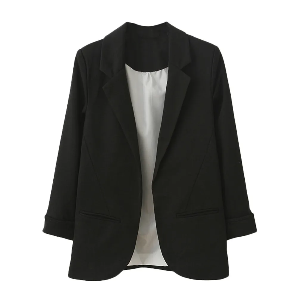 Outerwear Coats Jackets Women OL Style Nine Quarter Cuffed Sleeve Blazer Elegant Slim Suit Coat куртка женская aqueta feminina