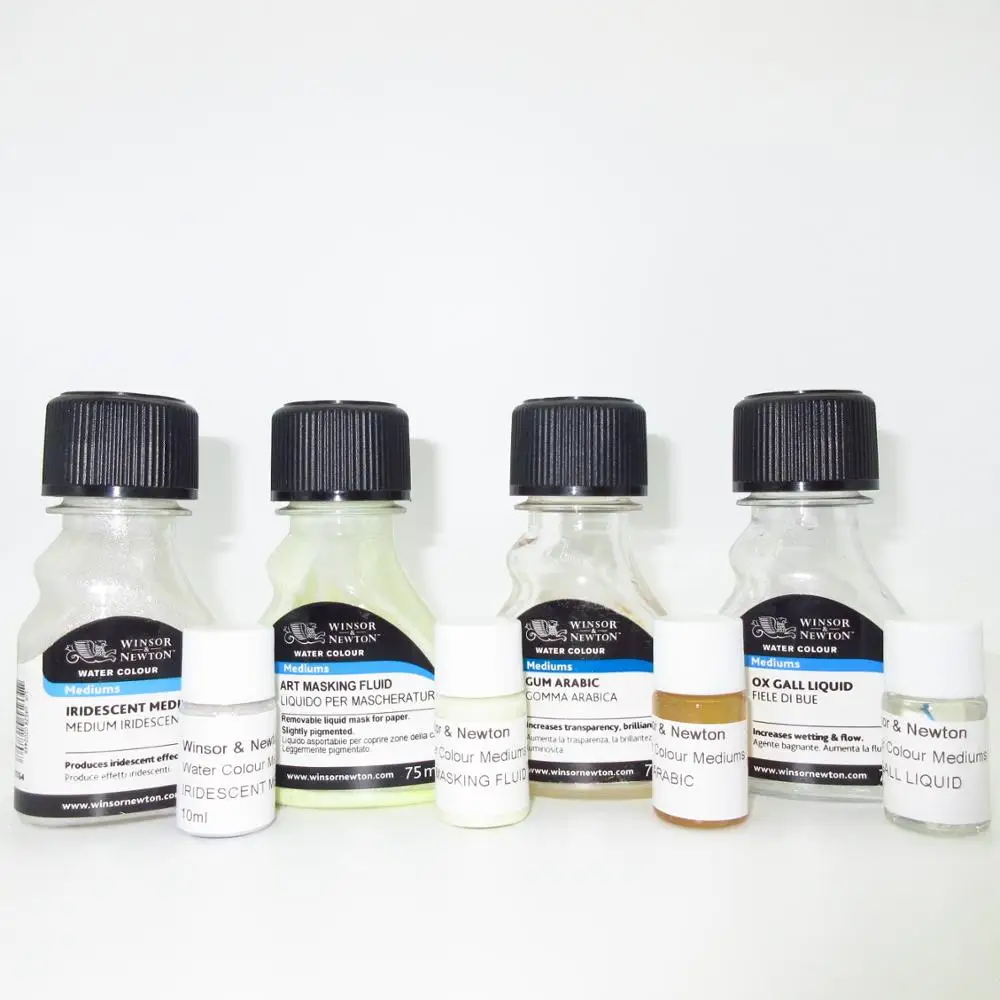 

Winsor & Newton Watercolor Mediums Mini 10ml Art Masking OX Gall Gum Arabic Iridescent Medium