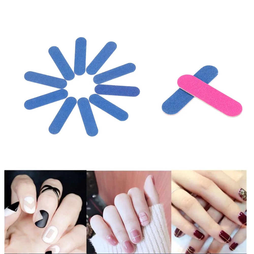 

100 pcs Disposable Mini Nail Files Nail Art Tools Artificial Nail Sandpaper Cuticle Remover Buffers Slim Crescent Grit
