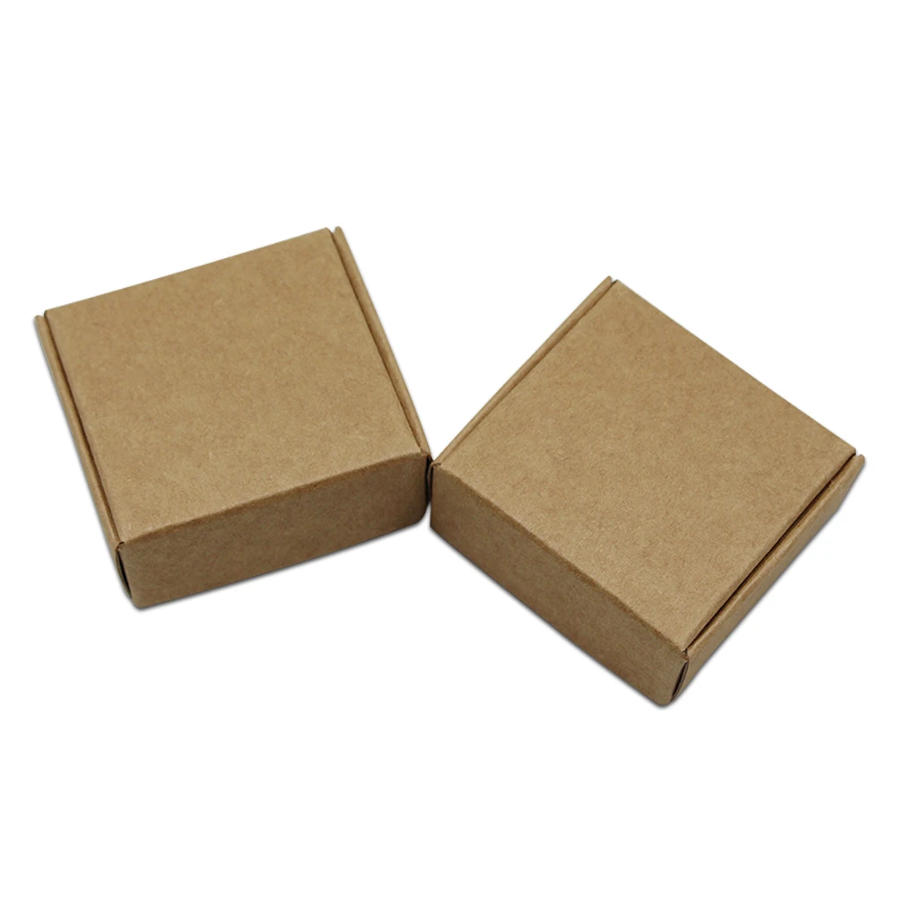 100pcs/ Lot Multi-sizes Kraft Paper Boxes Brown DIY Gift Package Box Foldable Papercard Boxes For Christmas Wedding Decoration